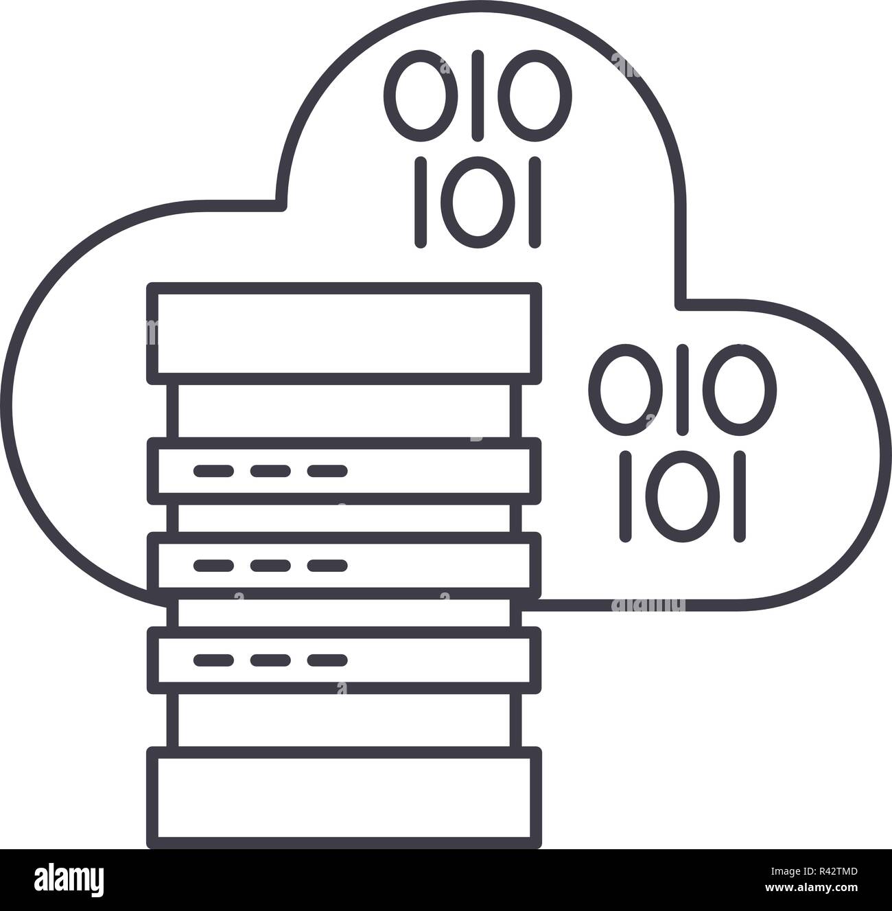 Cloud hosting line icon concept. Cloud hosting vector linear ...