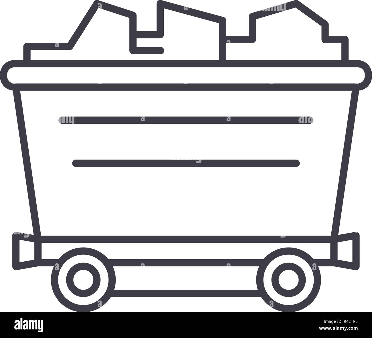 Coal car line icon concept. Coal car vector linear illustration, symbol ...