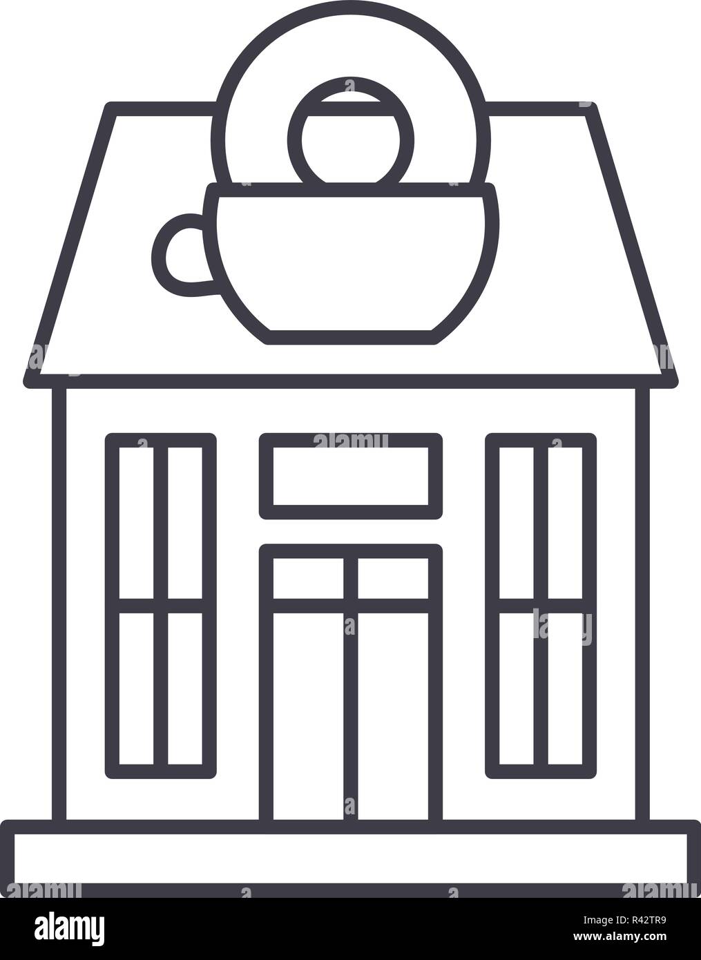 Coffee house line icon concept. Coffee house vector linear illustration, symbol, sign Stock Vector