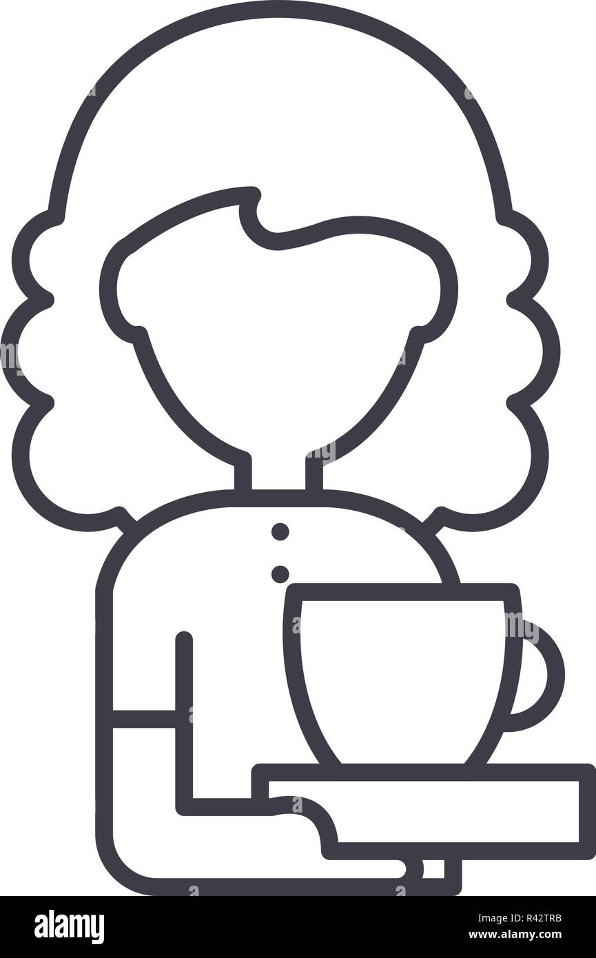Coffee lover line icon concept. Coffee lover vector linear illustration