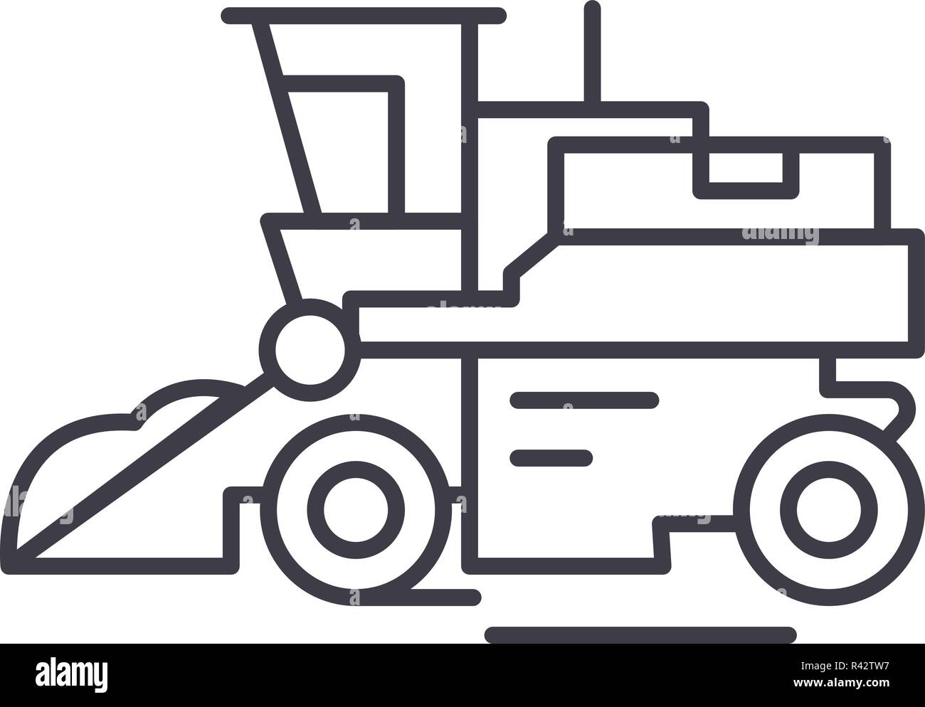 Combine harvester line icon concept. Combine harvester vector linear ...