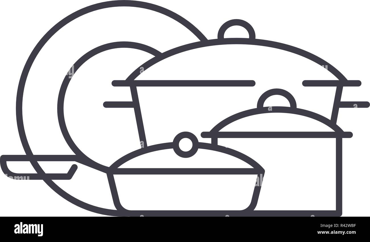 Cookware line icon concept. Cookware vector linear illustration, symbol