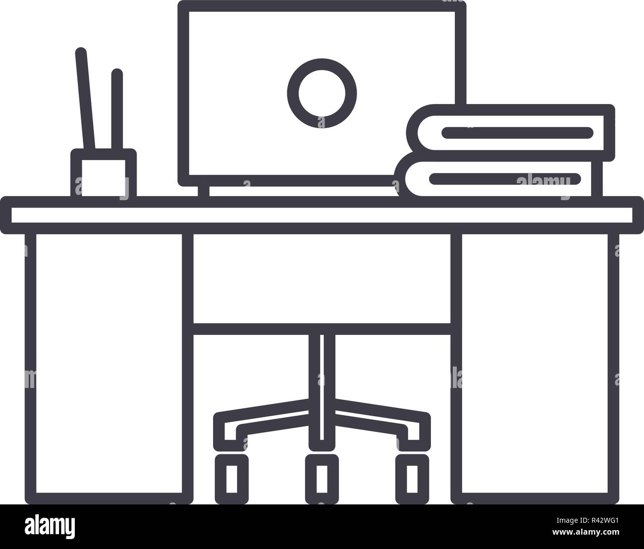 Coworking line icon concept. Coworking vector linear illustration ...