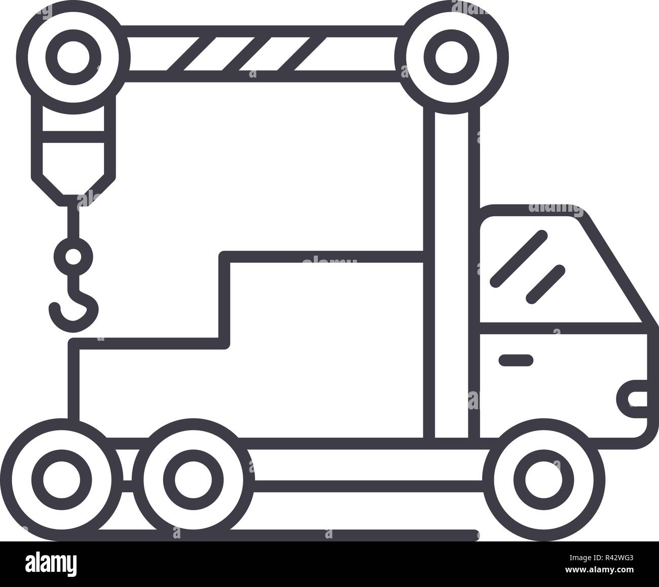 Crane machine line icon concept. Crane machine vector linear ...