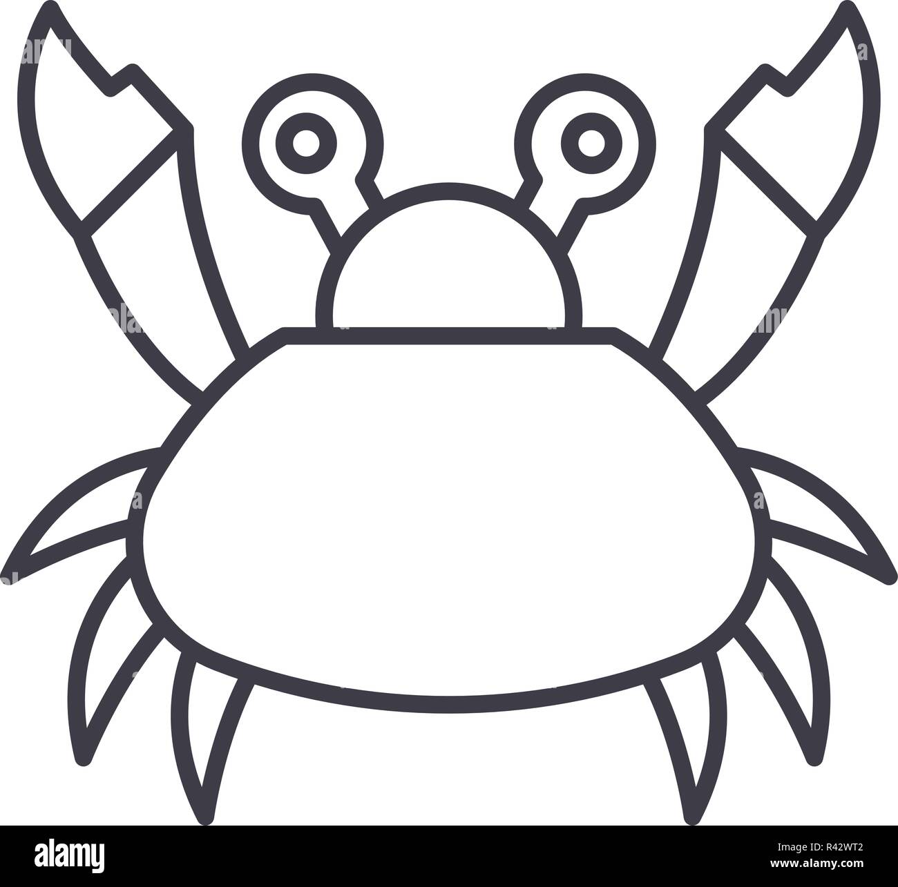 Cute crab line icon concept. Cute crab vector linear illustration, symbol, sign Stock Vector