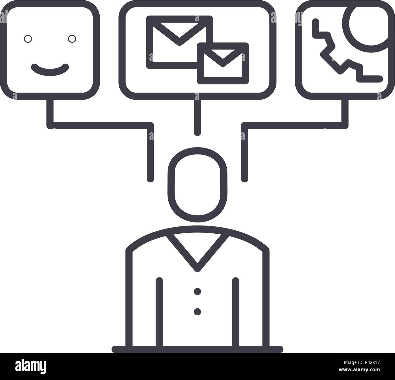 Data visualization line icon concept. Data visualization vector linear illustration, symbol, sign Stock Vector