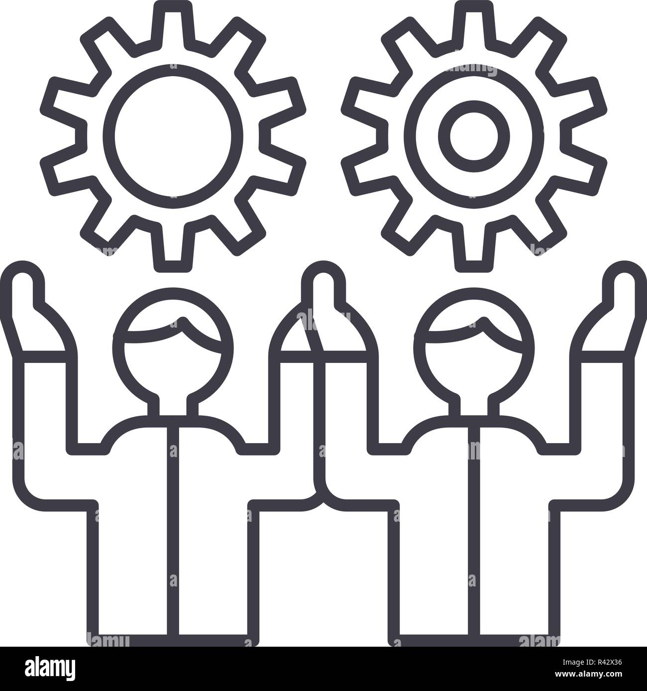 Development team line icon concept. Development team vector linear ...