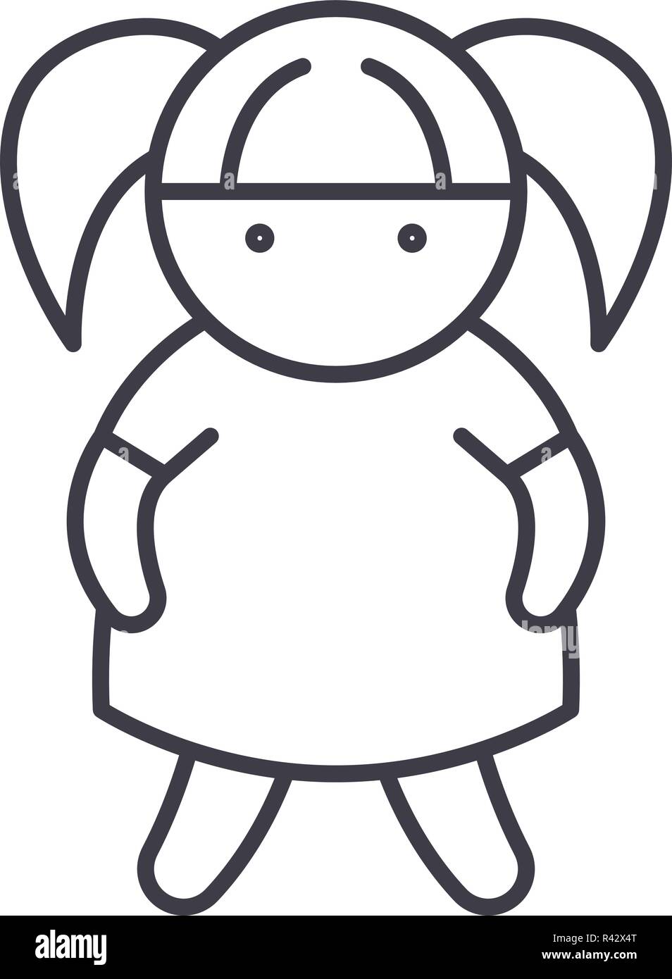 Doll line icon concept. Doll vector linear illustration, symbol, sign