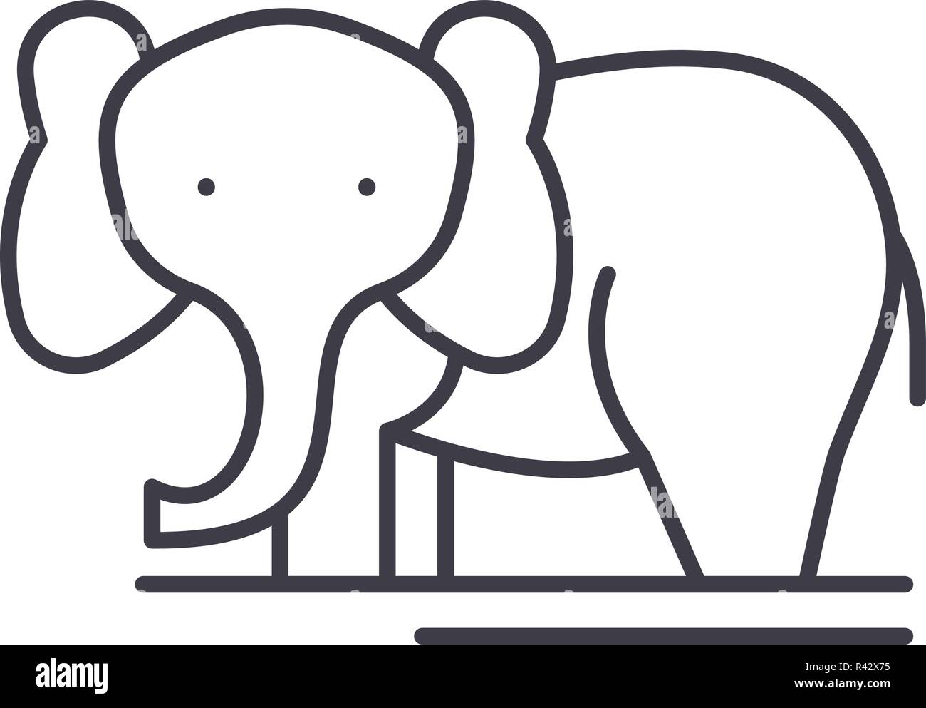 Elephant line icon concept. Elephant vector linear illustration, symbol ...