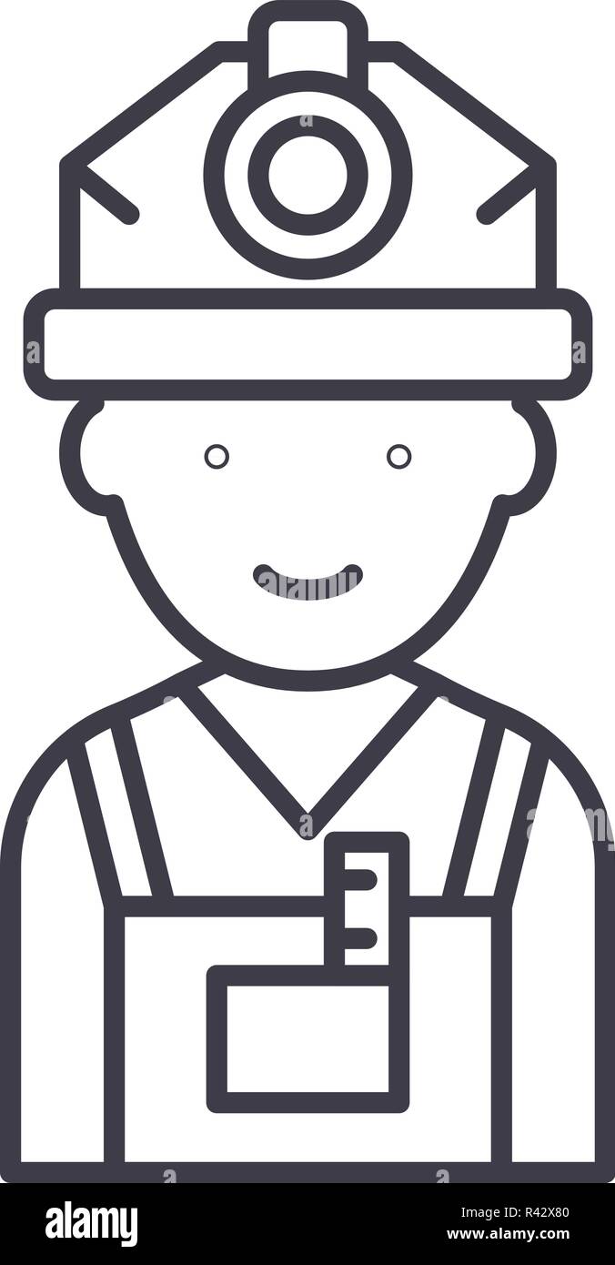 Engineer line icon concept. Engineer vector linear illustration, symbol ...