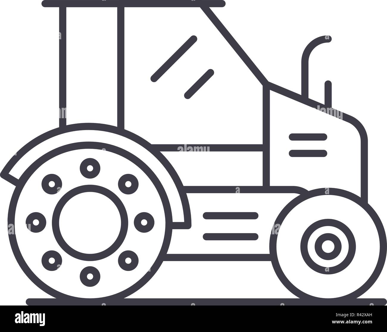 Farm tractor line icon concept. Farm tractor vector linear illustration ...