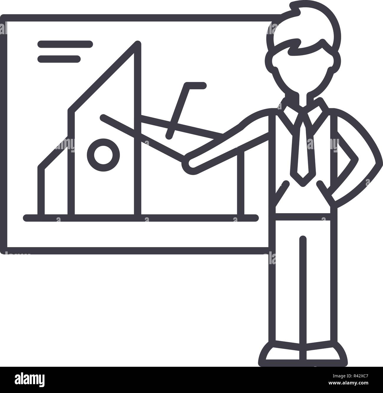 Financial presentation line icon concept. Financial presentation vector ...