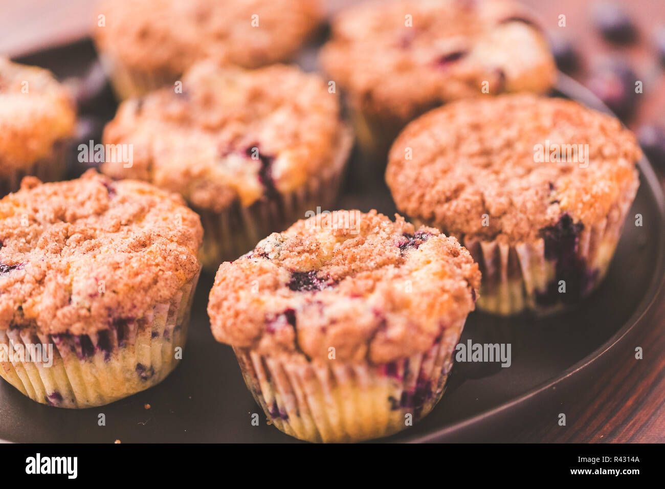 Homemade blueberry muffins made with organic ingredients Stock Photo