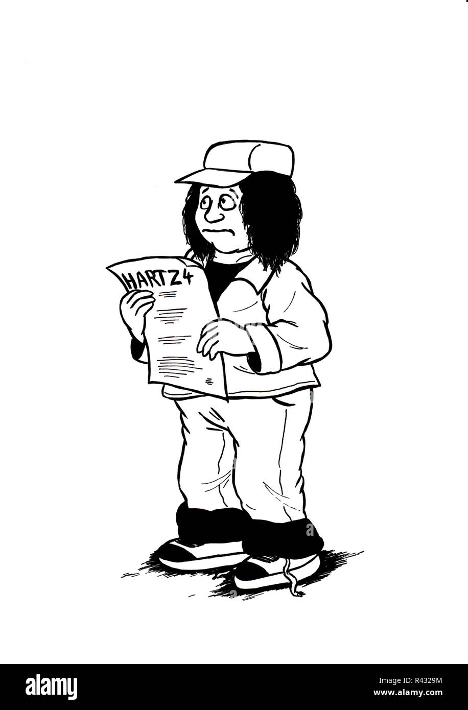 man with hartz 4 script in his hands Stock Photo