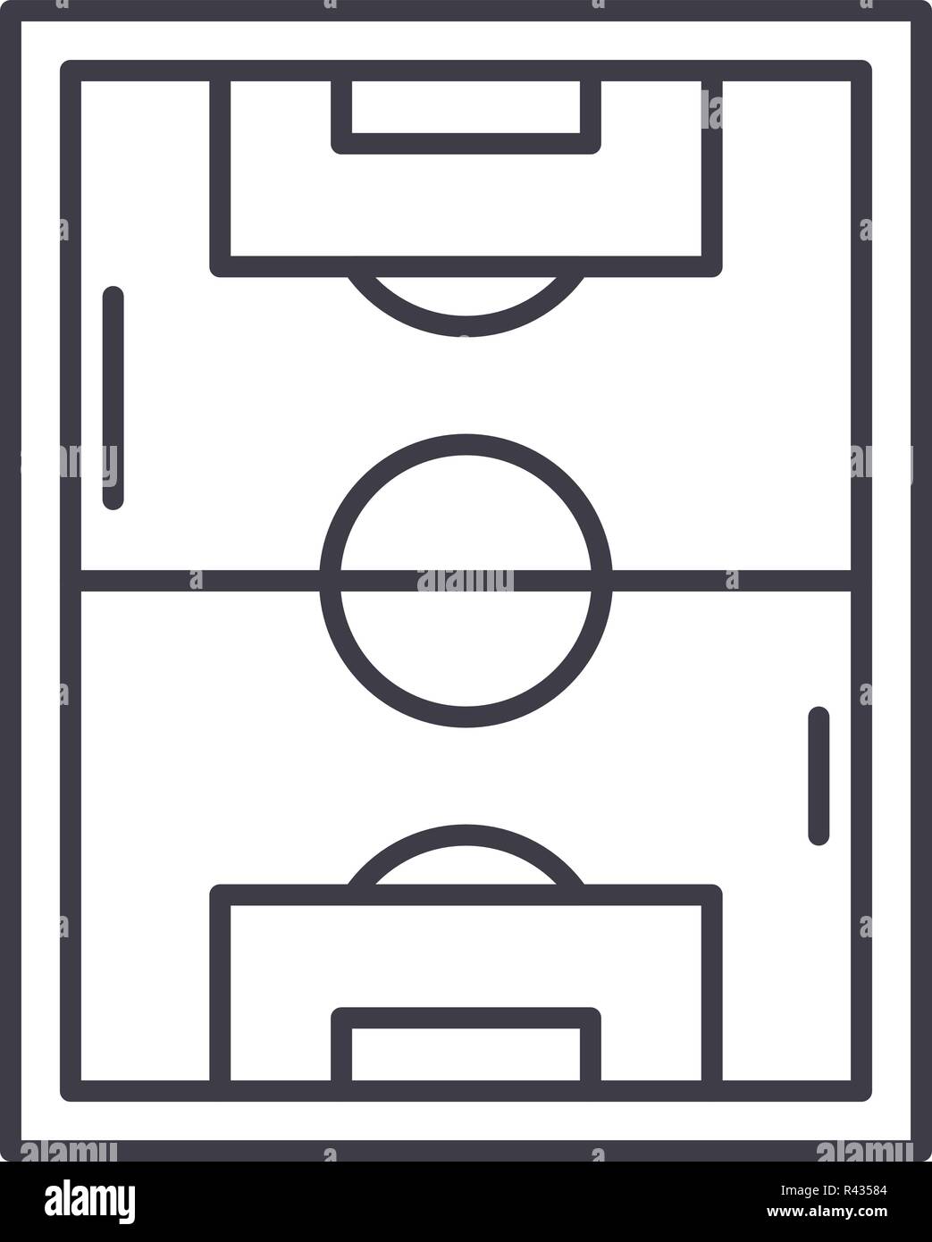 Football field line icon concept. Football field vector linear illustration, symbol, sign Stock Vector