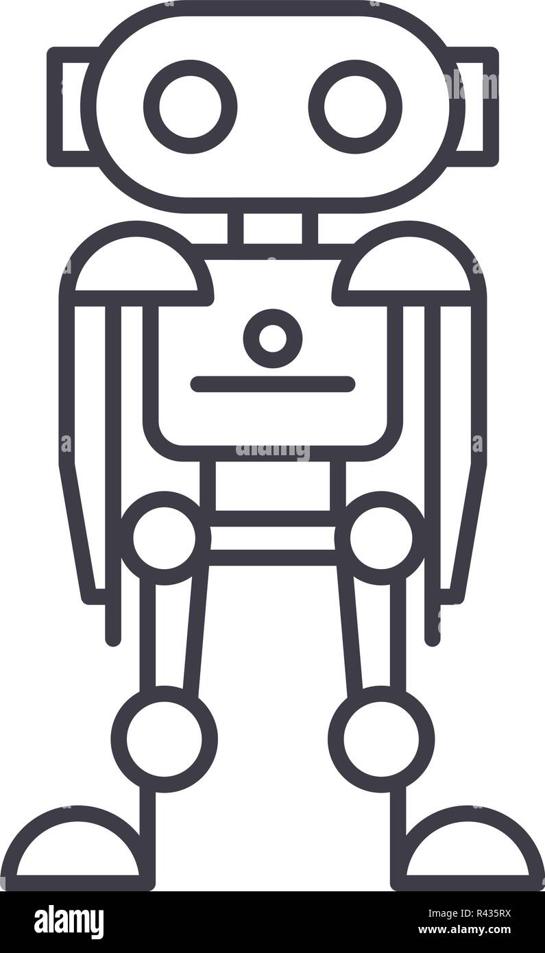 Future robot line icon concept. Future robot vector linear illustration ...