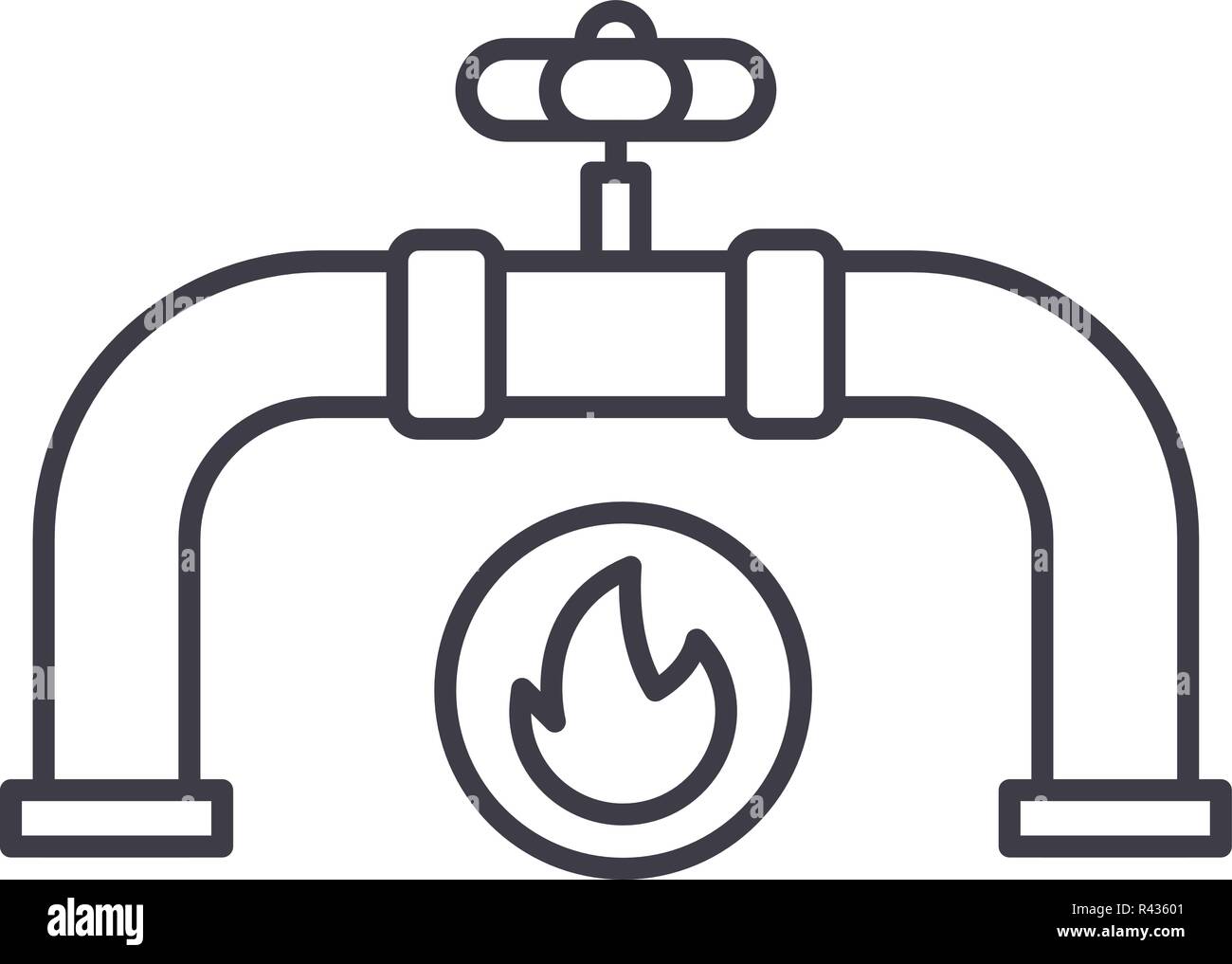 Gas pipeline line icon concept. Gas pipeline vector linear illustration