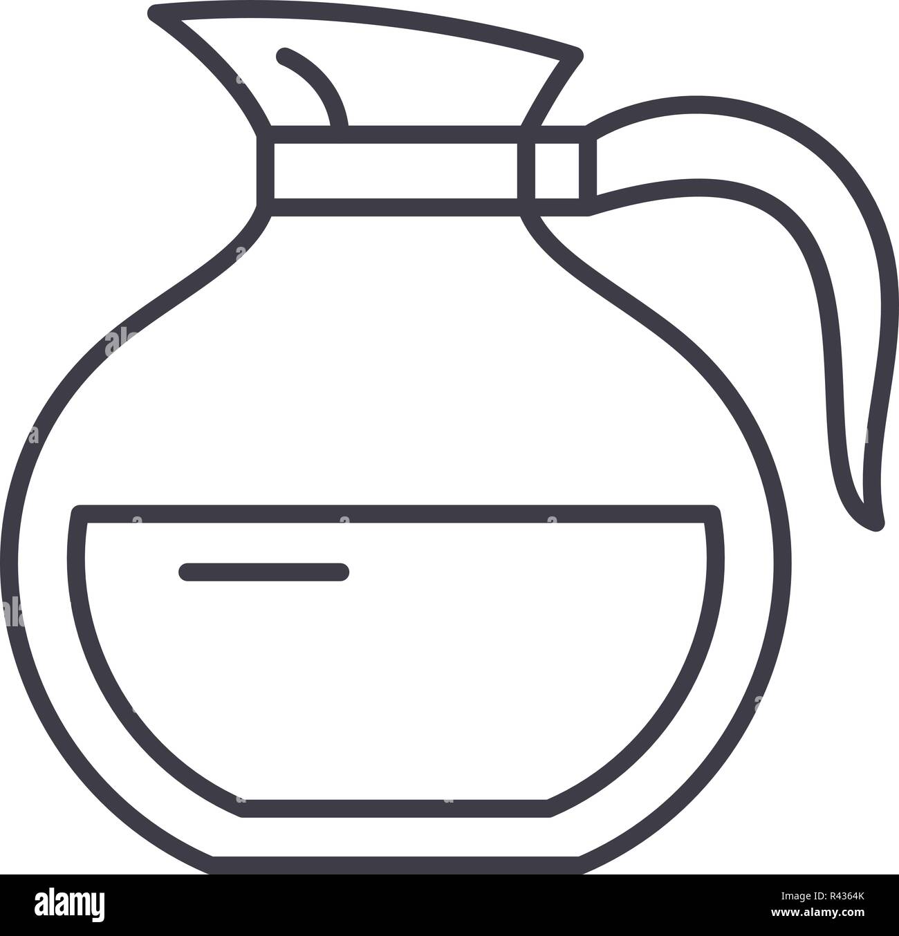 Glass teapot line icon concept. Glass teapot vector linear illustration