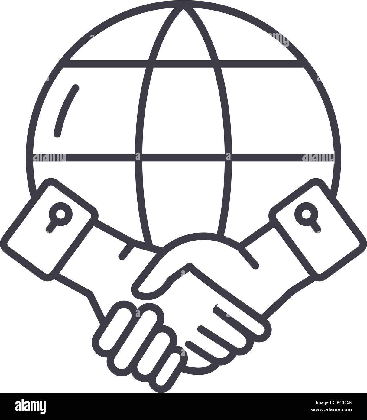 Global partnership line icon concept. Global partnership vector linear