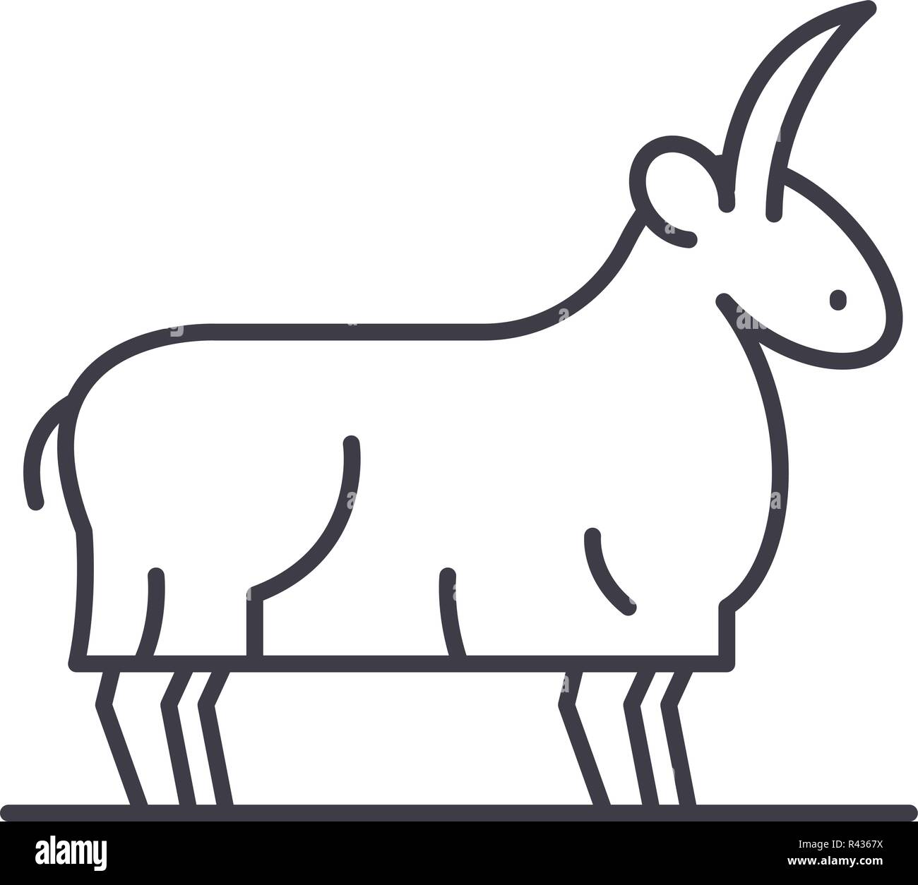 Goat line icon concept. Goat vector linear illustration, symbol, sign Stock Vector