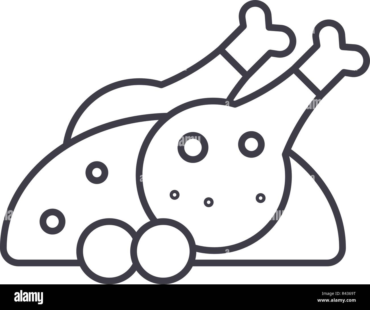 Grilled chicken line icon concept. Grilled chicken vector linear