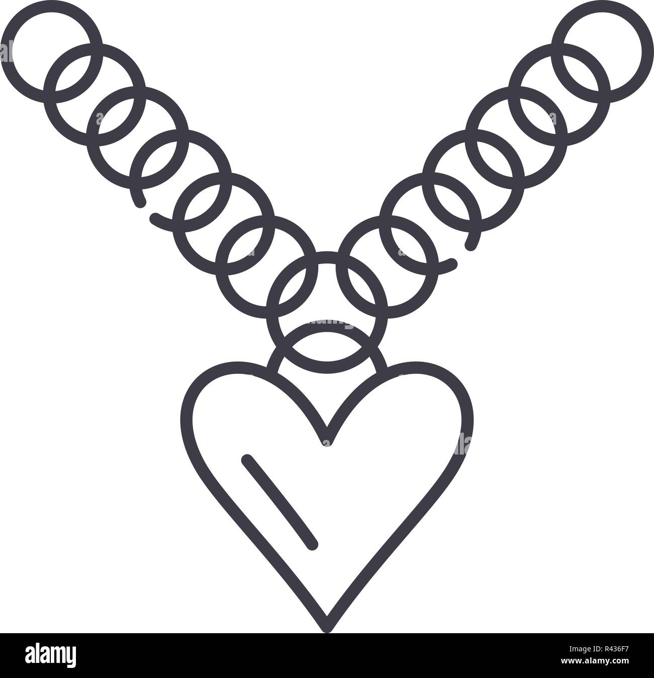 Heart pendant line icon concept. Heart pendant vector linear