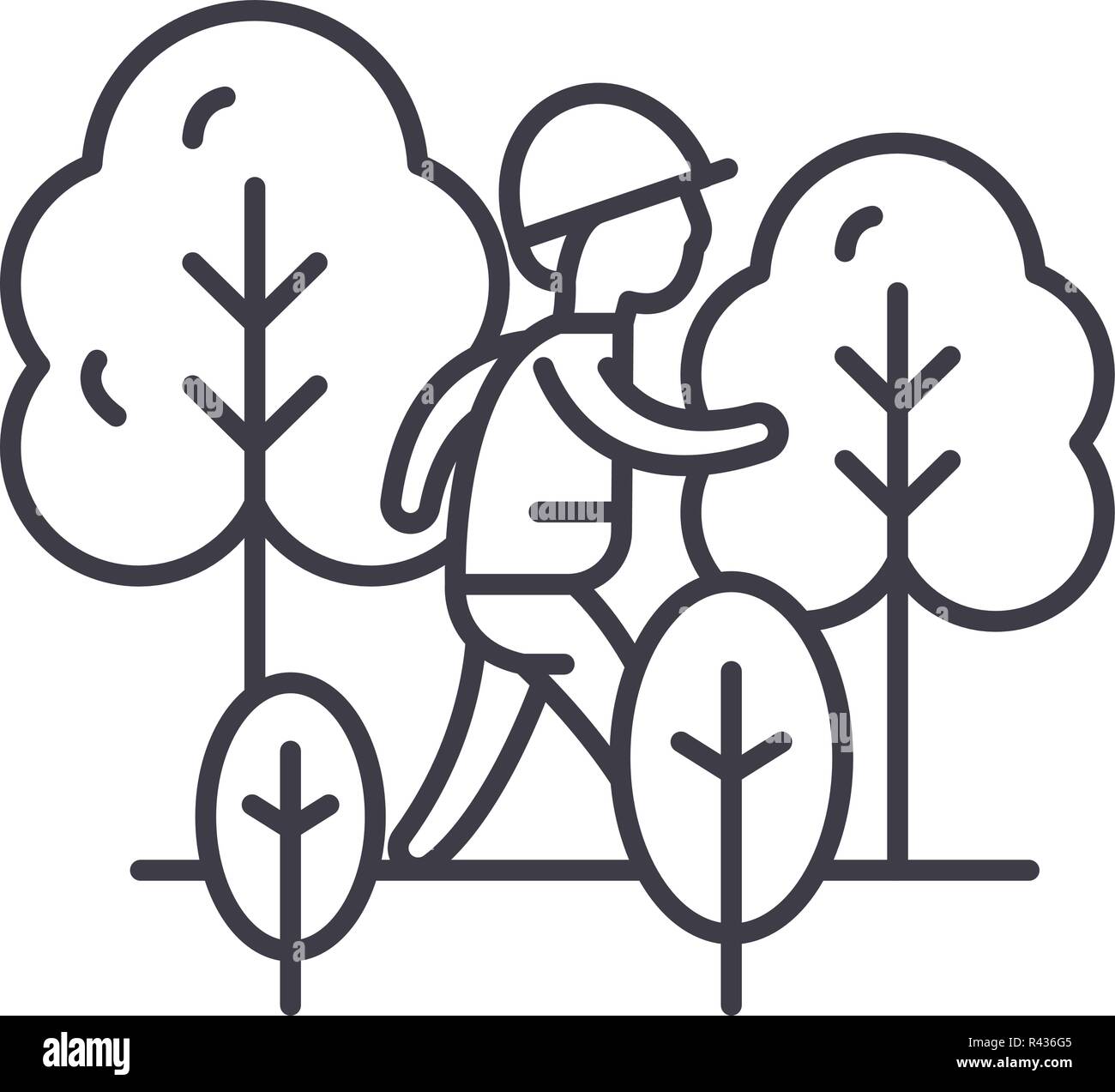 Hiking line icon concept. Hiking vector linear illustration, symbol ...