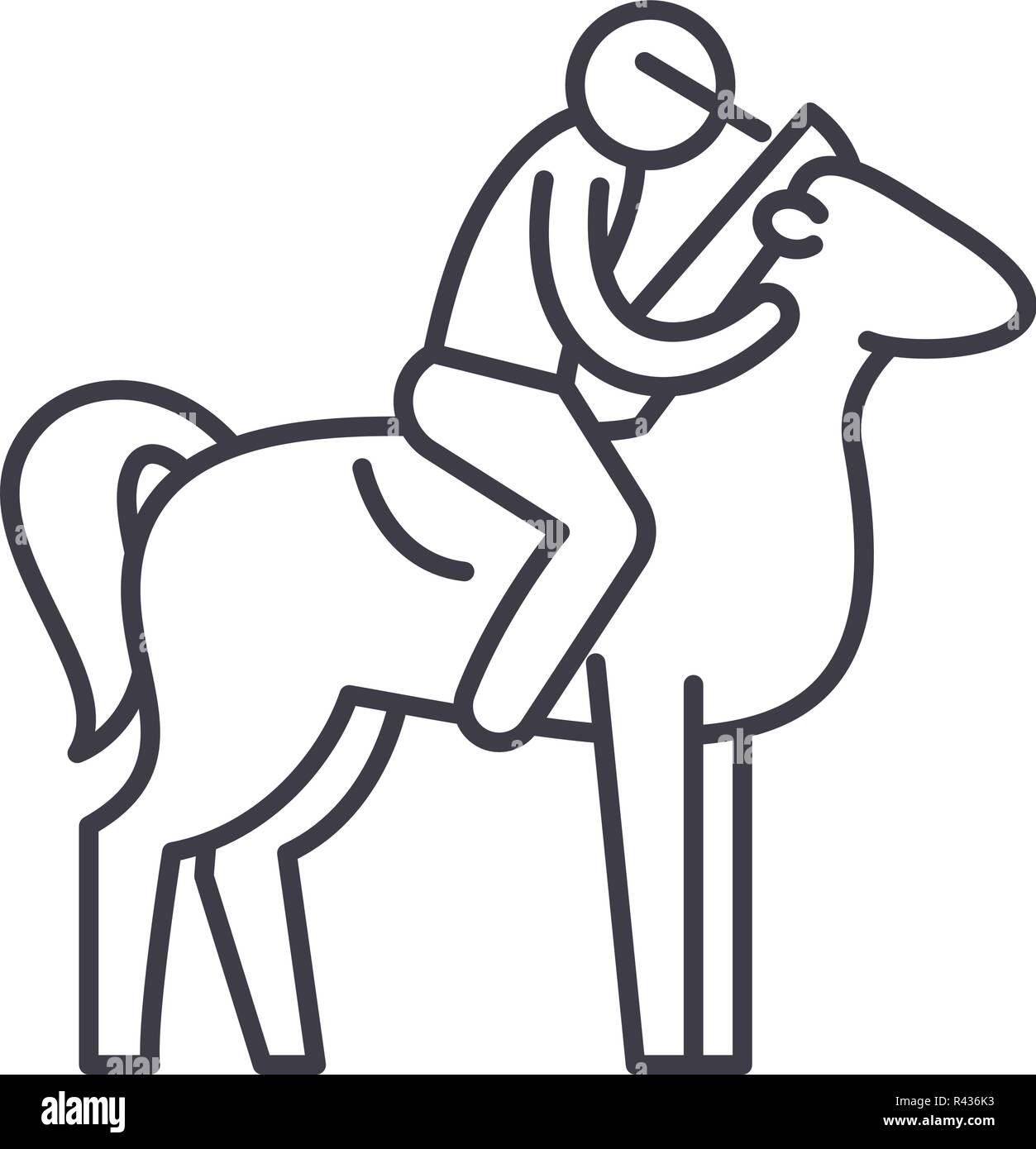Horseback riding line icon concept. Horseback riding vector linear