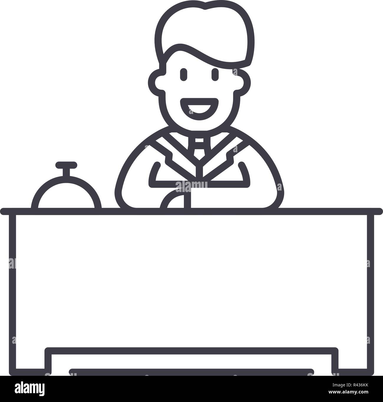 Hotel reception line icon concept. Hotel reception vector linear