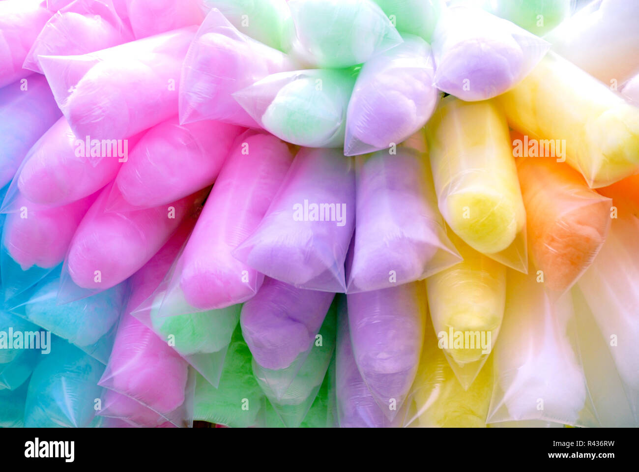 Colorful bags of cotton candy Stock Photo - Alamy