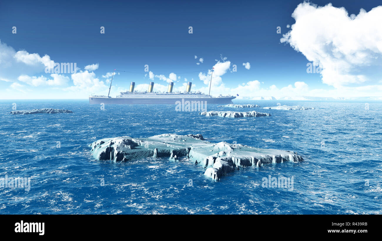 icebergs and ocean liner Stock Photo Alamy