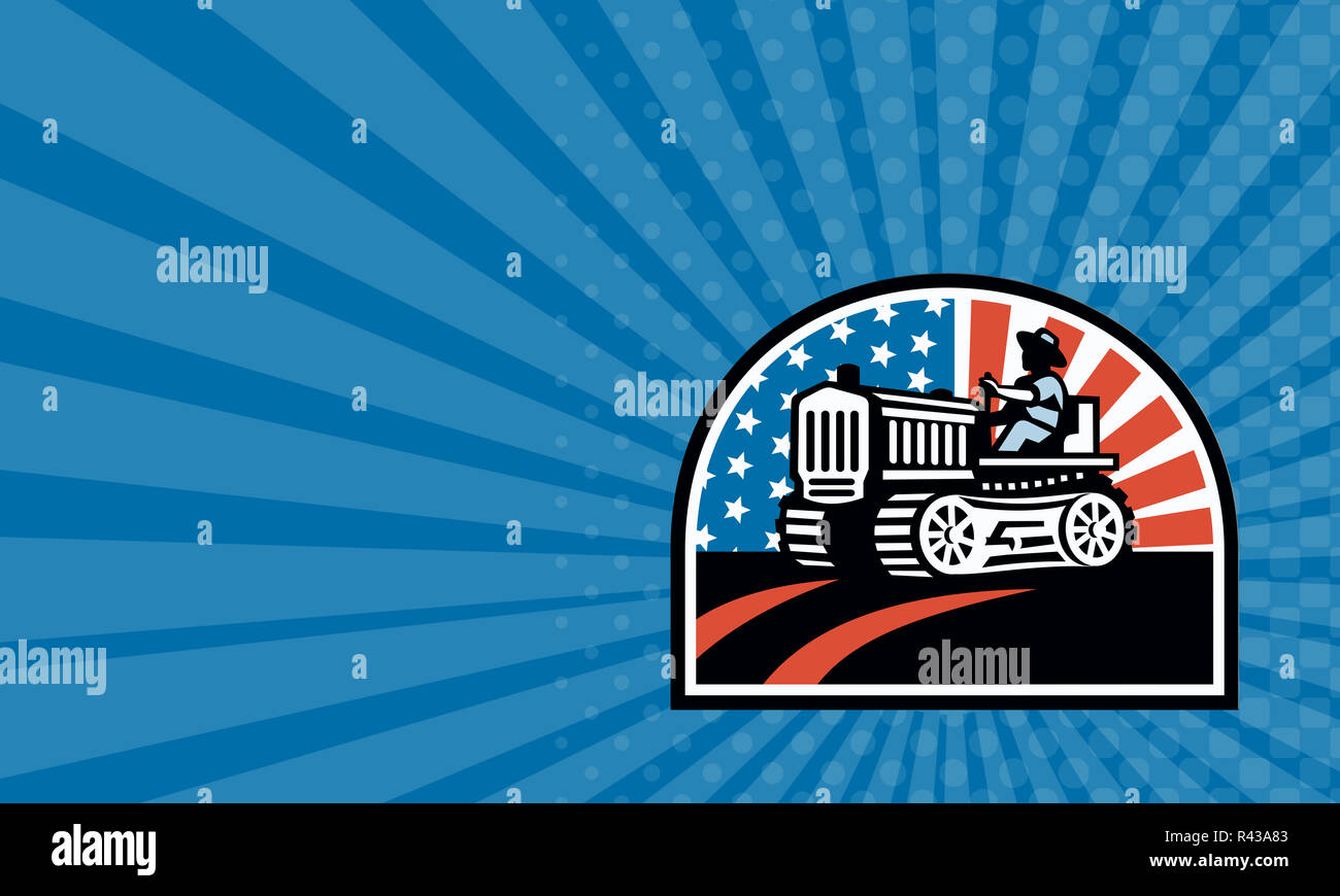 Business card American Farmer Riding Vintage Tractor Stock Photo - Alamy