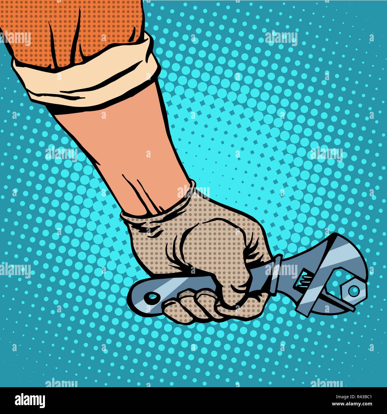 Hand and working the wrench Stock Photo Alamy