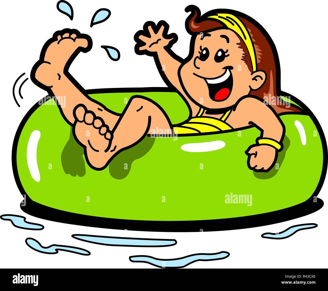 Girl Floating Inner Tube Stock Photo Alamy
