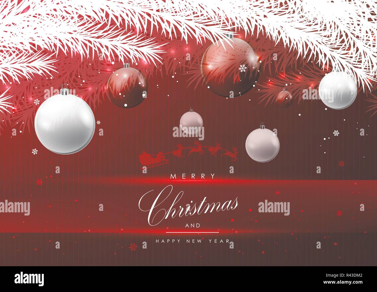 Merry Christmas and happy new year elements red background template