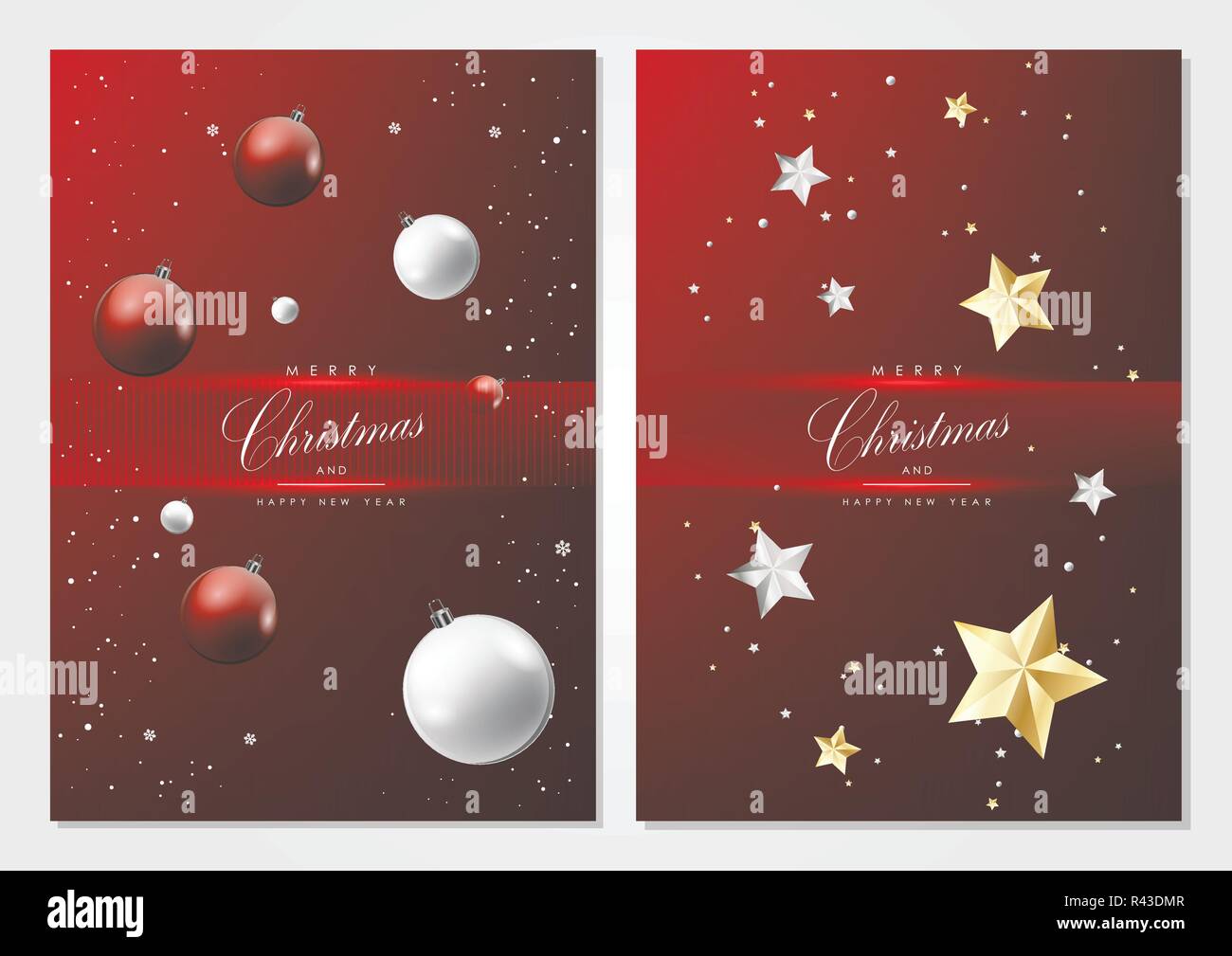 Merry Christmas and happy new year elements red background card ...