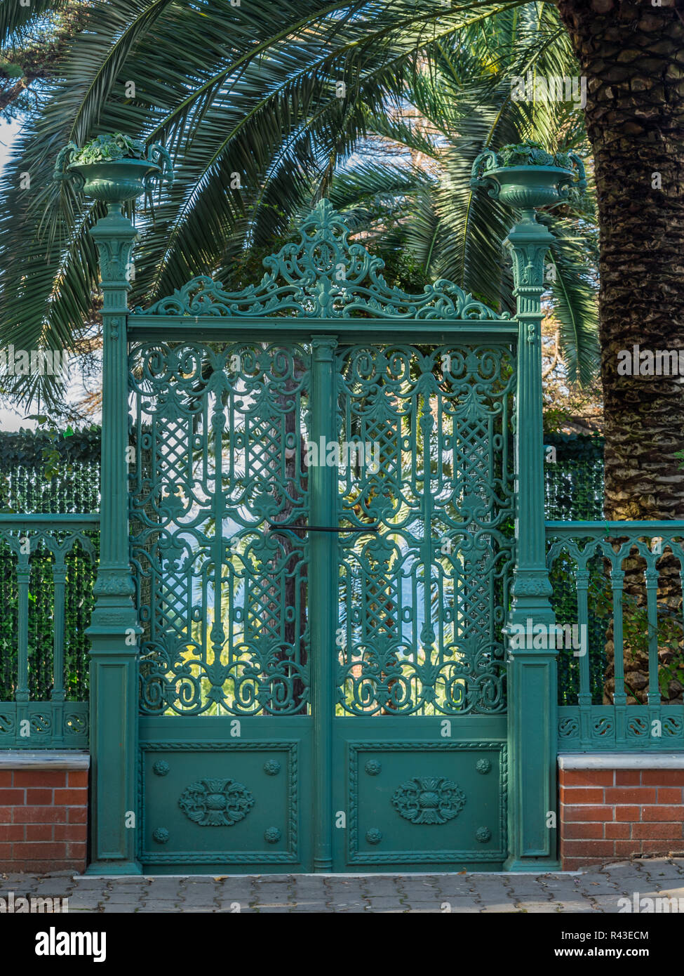 Istanbul, Turkey, October 22, 2013: Ornate wrought iron gate at the entrance to a villa on Buyukada, one of the Princes Islands. Stock Photo