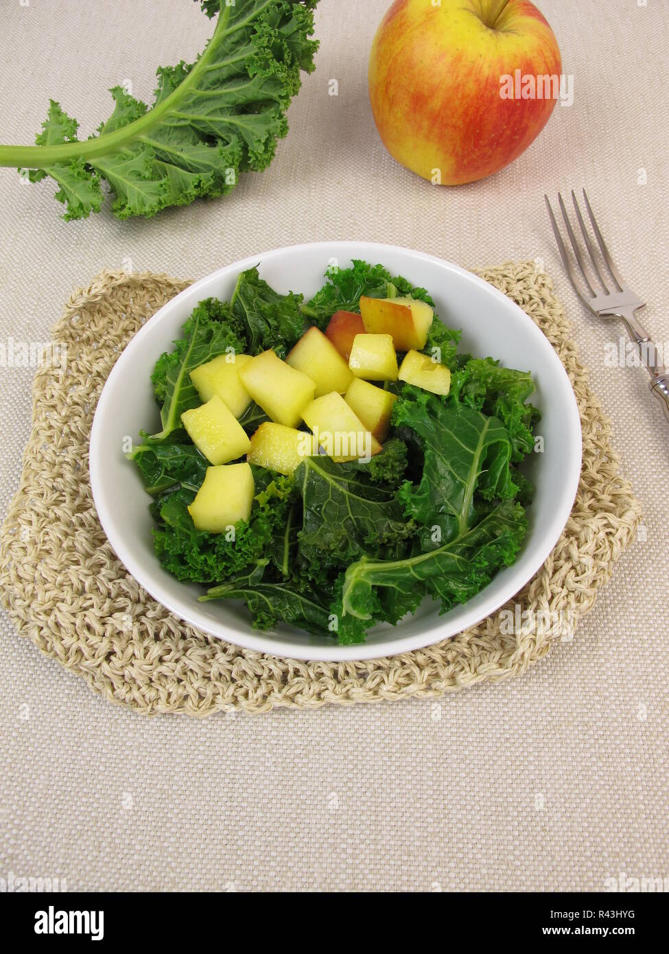 kale salad with baked apple Stock Photo