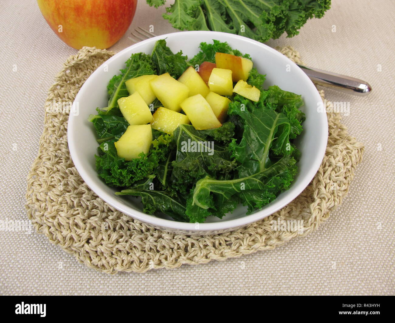 kale salad with baked apple Stock Photo