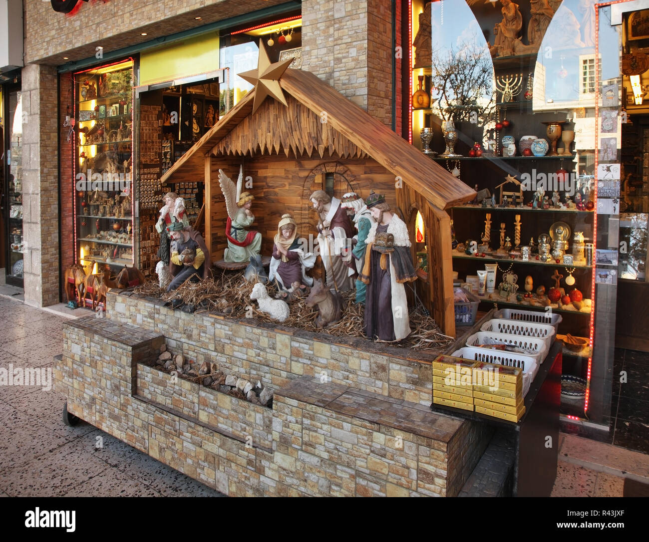 Nativity scene in Bethlehem. Palestinian territories. Israel Stock