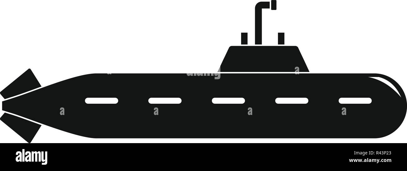 Military submarine icon. Simple illustration of military submarine