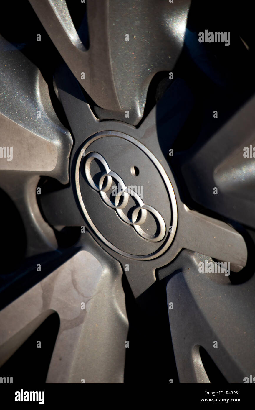 Audi AG alloy wheel on car, member of the Volkswagen Group Stock Photo