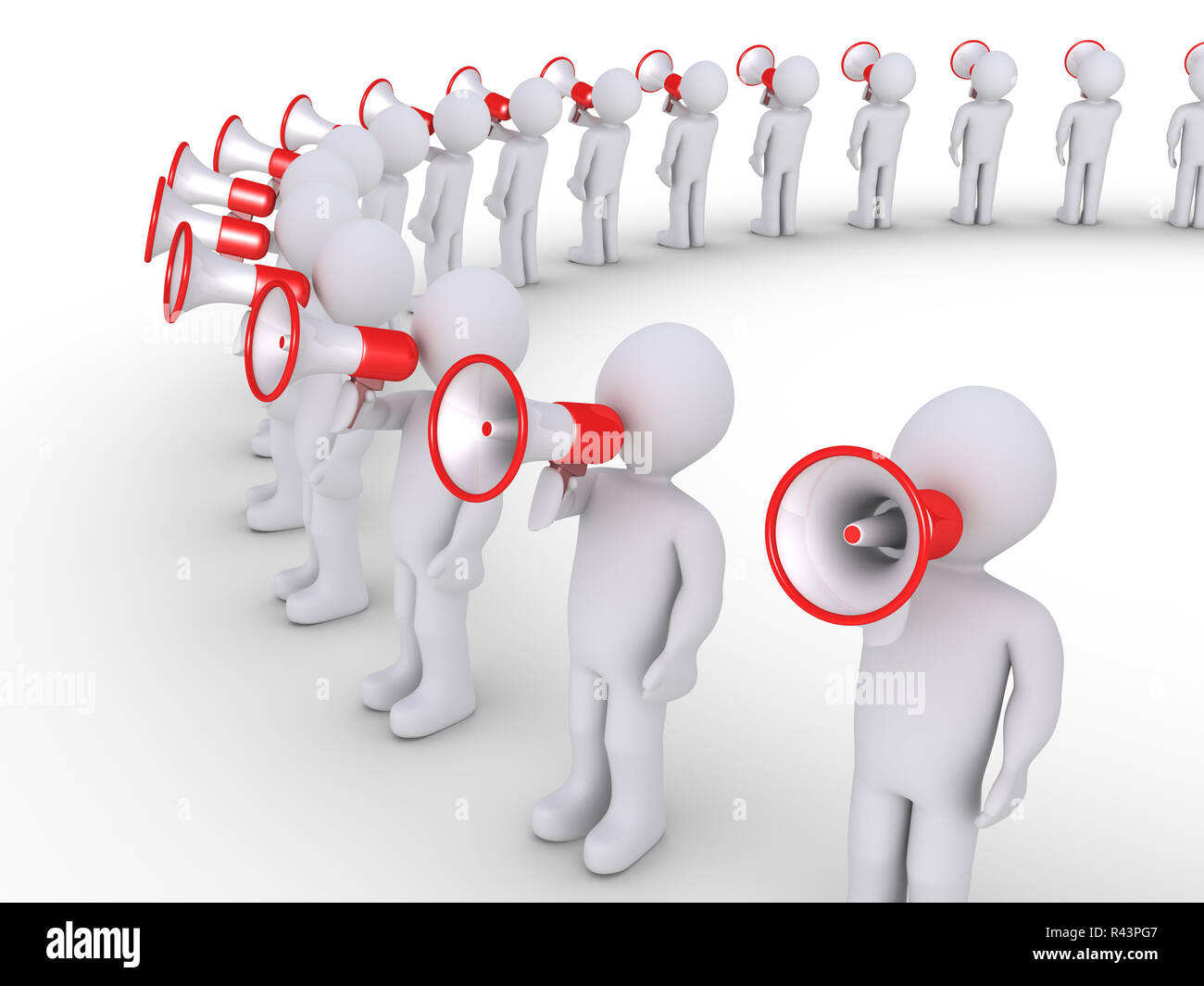 People speaking through megaphones Stock Photo Alamy