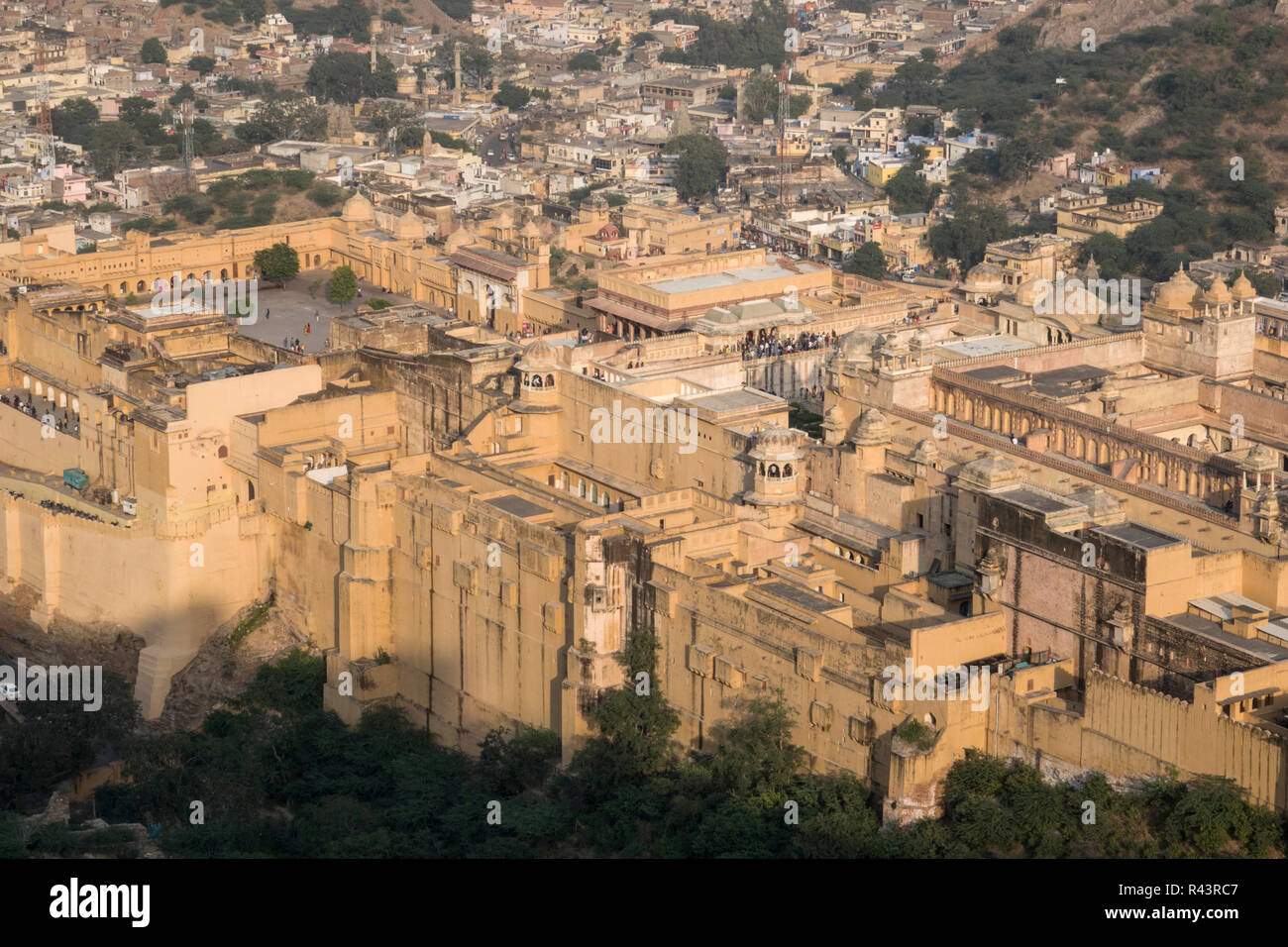 High angle view of Amber fort and palace in Jaipur, Rajasthan, India Stock Photo