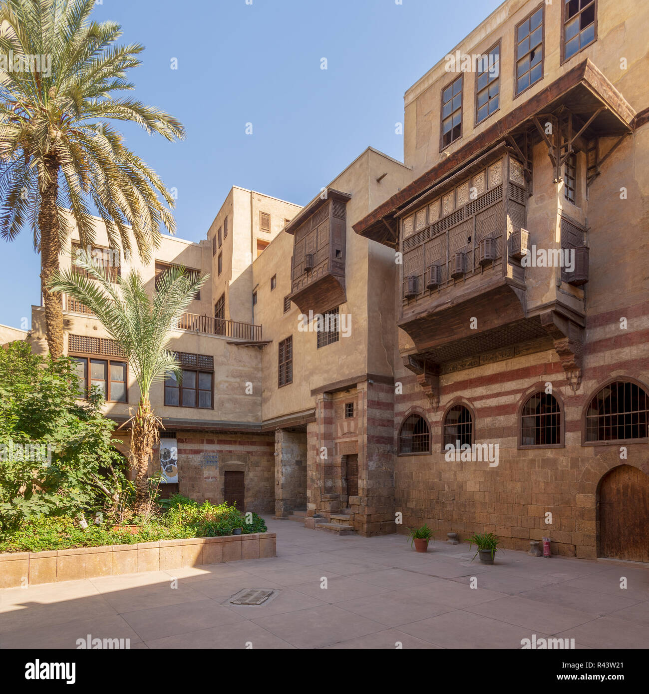 Courtyard of El Razzaz Mamluk era historic house, located at Darb Al ...