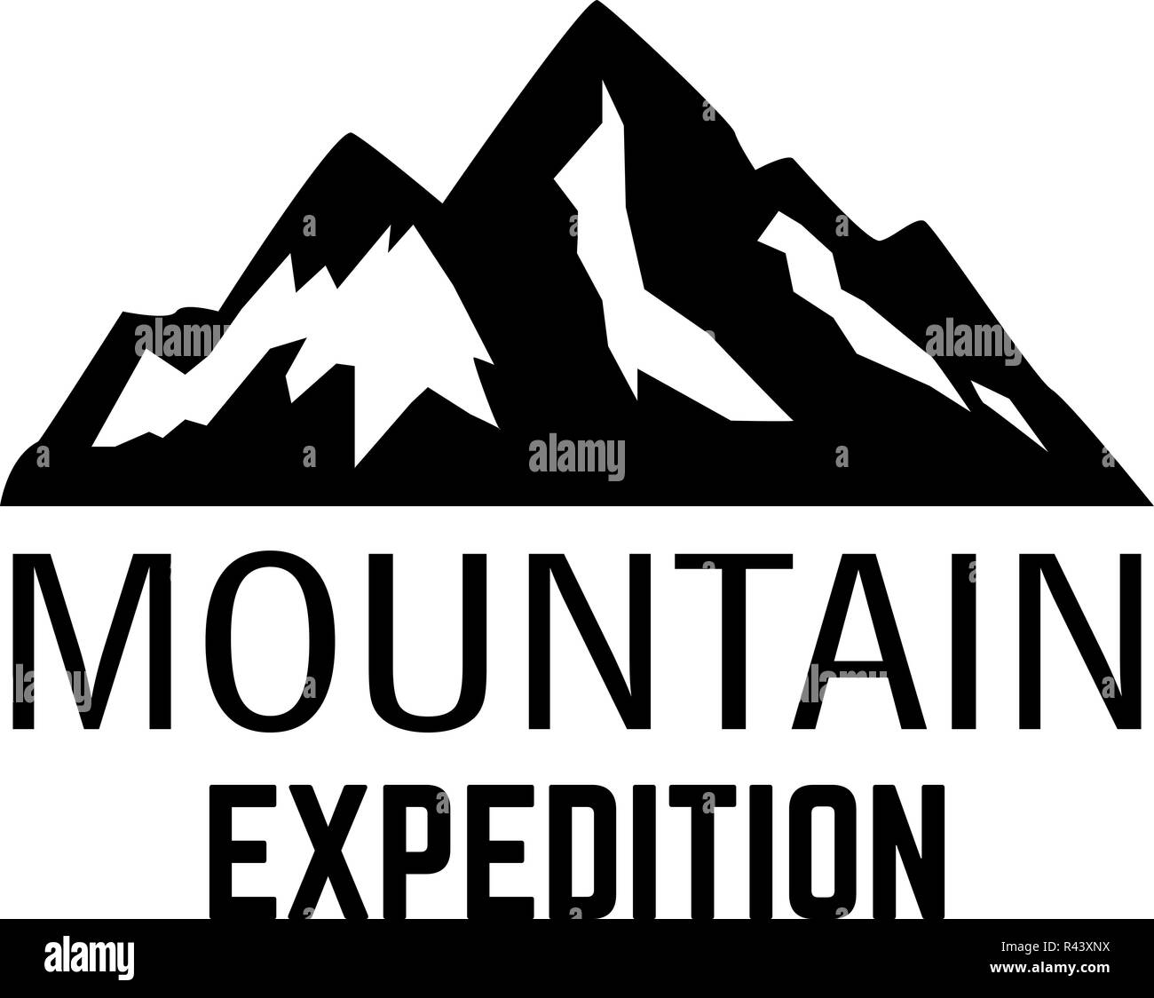 Mountain expedition. Emblem template with rock peak. Design element for