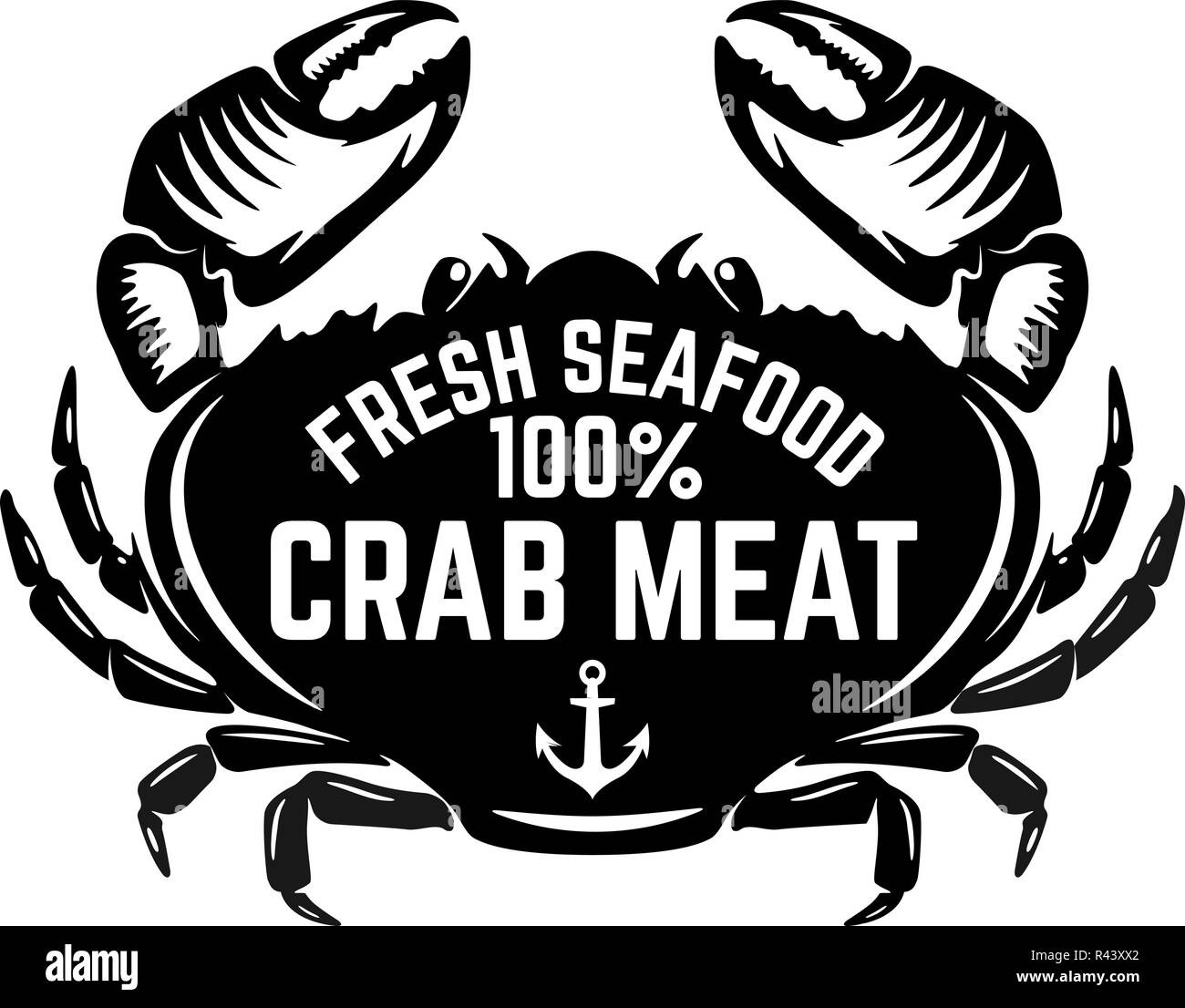 Fresh seafood. Emblem template with crab illustration. Design element