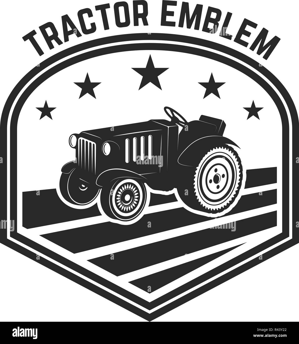 tractor emblem. Farmers market. Design element for logo, label, sign