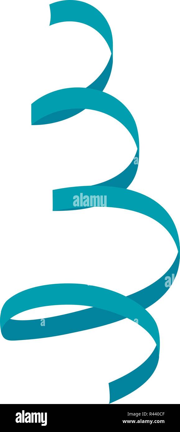 Curly party ribbon icon. Flat illustration of curly party ribbon vector ...