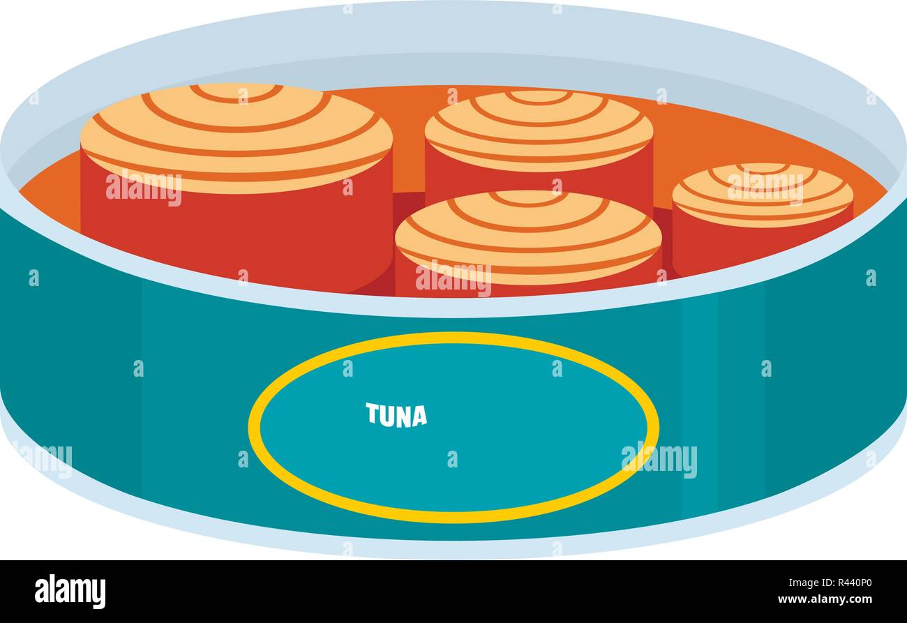 Open tuna can icon. Flat illustration of open tuna can vector icon for